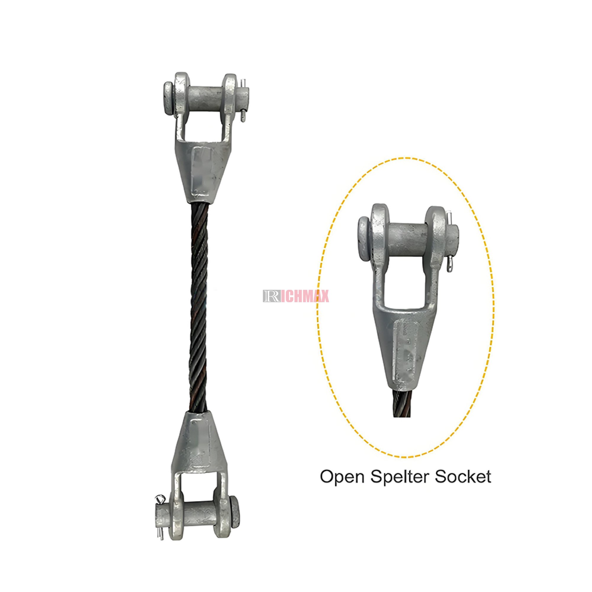 Open Spelter Socket Wire Rope Sling for Heavy Lifting | Precision Steel ...